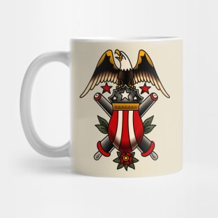 American Traditional Military Eagle & Artillary Motif Mug